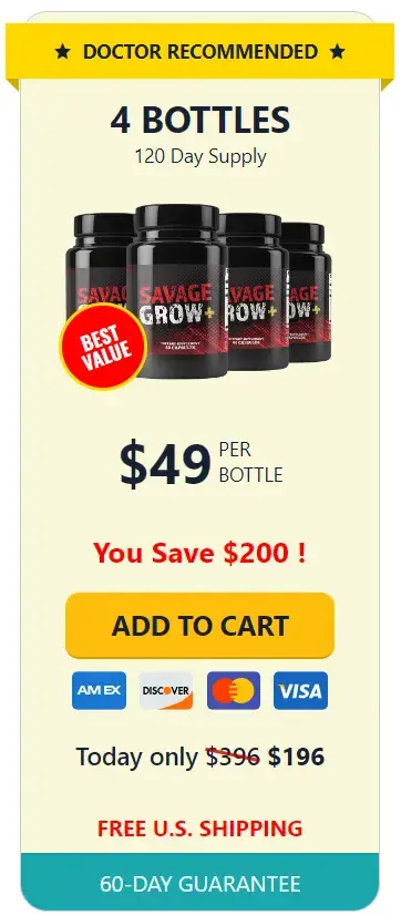 Savage Grow Plus 4 bottle pricing Savage Grow Plus 4 bottle pricing
